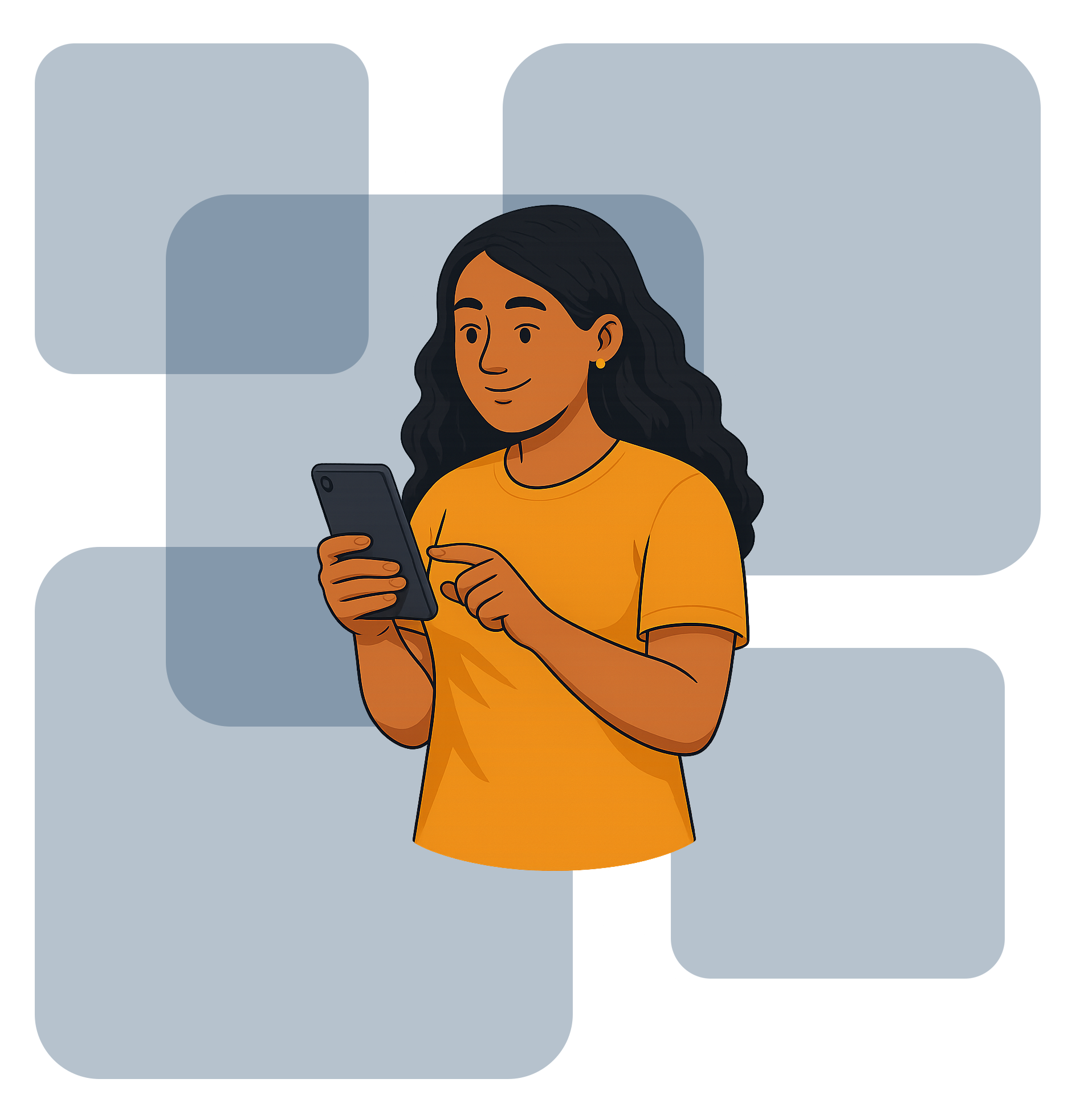 User with phone illustration